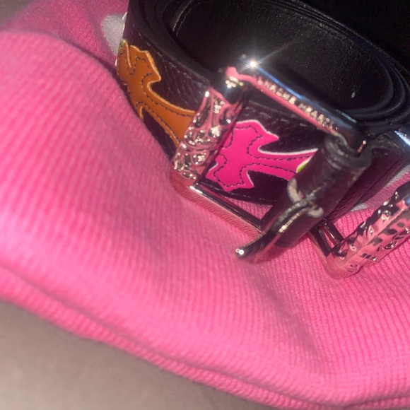Chrome Hearts Black Belt with Pink and Orange Details